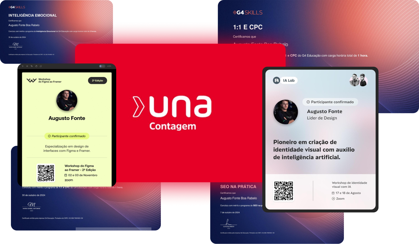Certificados de cursos e workshops de Augusto Fonte